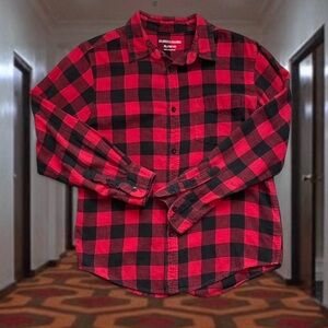 Vintage Faded Glory Red & Black Checkered Flannell